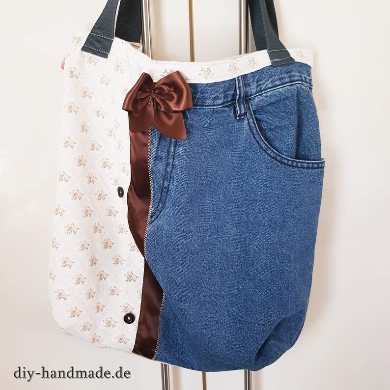 w 40 x 40 cm shopper tote bag unique denim bag tote bag Reversible bag