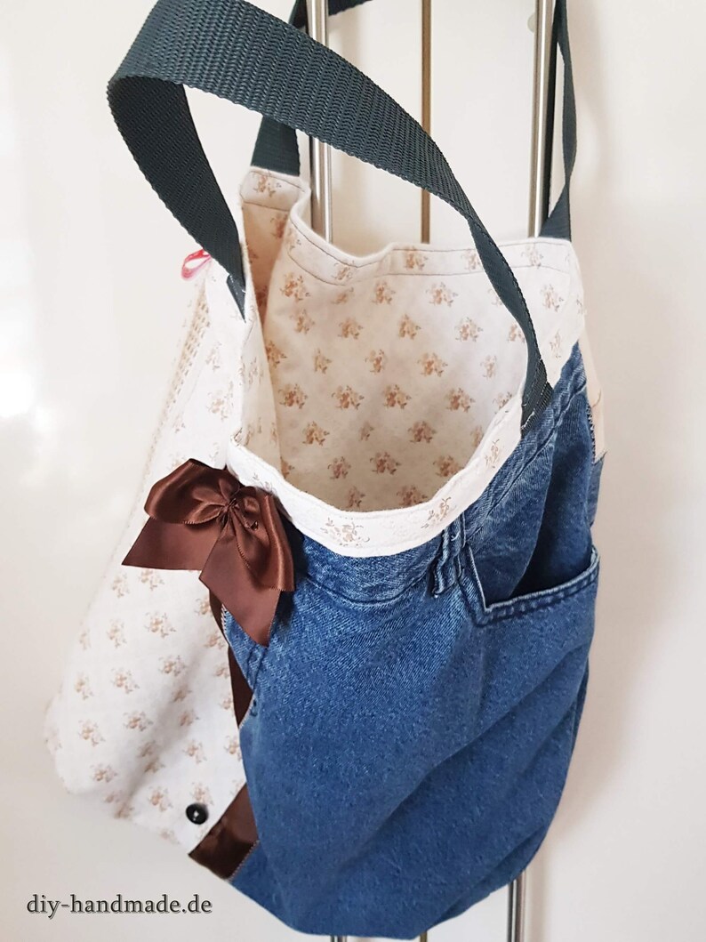 w 40 x 40 cm shopper tote bag unique denim bag tote bag Reversible bag