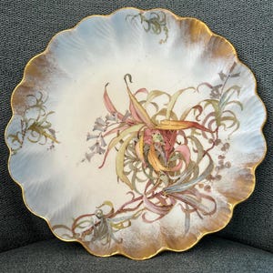 Vintage Hand-Painted Royal Doulton Burslem, England Floral Decorative Plate - 8 1/2 Inch Scalloped Edge (1880s) Signed by Ella H Adams