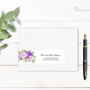 Purple Wedding Address Labels Template, Wrap Around Address Labels, Templett, #A020