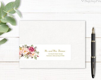 Blush Wedding Address Labels, Address Labels Template, Printable Wraparound Address Labels, Templett, #A010