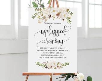 Unplugged Ceremony Sign, Unplugged Wedding Sign, Not Your Devices Sign, Floral Wedding Sign, Instant Download, #A074