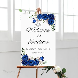Royal Blue Graduation Welcome Sign, Blue Graduation Party Sign, Royal Blue Welcome Sign, Templett, A016