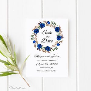 Opslaan van de datumsjabloon, Royal Blue Wedding Save the Date, Opslaan van de datumsjabloon, Royal Blue Save the Date Uitnodiging, Templett, #A016