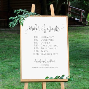 Modern Wedding Order of Events Sign Template, Timeline Sign, Wedding Day Sign, Order of Service, Schedule Sign, Templett, A030