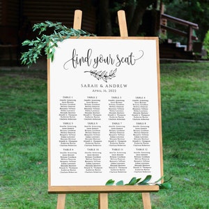 Wedding Seating Chart Sign, Calligraphy Wedding Table Plan, Seating Plan Template, Seating Board, Templett, #A045
