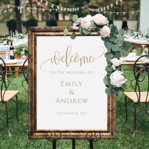 Gold Welcome Wedding Sign, Gold Welcome Sign Template, Printable Welcome Sign, Wedding Poster, Templett, #A106
