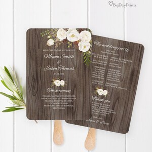 Fan Wedding Program, Rustic Wedding Fans Template, Ceremony Program Printable, Wedding Program Template, Templett, #A052