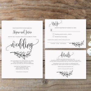 Hochzeitseinladung, minimalistische Hochzeitseinladung, Kalligraphie Hochzeitseinladung, Templett, #A045