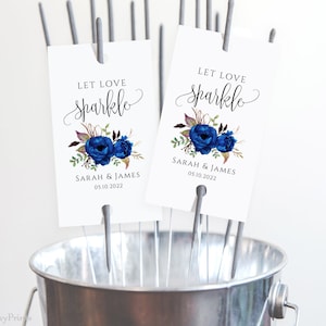 Royal Blue Wedding Sparkler Tag, Blue Sparkler Tags, Let Love Sparkle Tags, Sparkler Send Off Tag, Templett, #A043