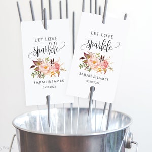 Blush Pink Wedding Sparkler Tag, Blush Sparkler Tags, Let Love Sparkle Tags, Sparkler Send Off Tag, Templett, #A049