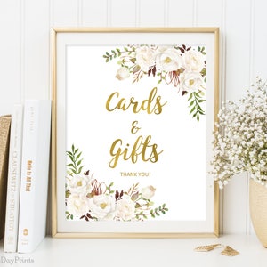 Cards and Gifts Sign, Gift Table Sign, Printable Wedding Sign, Gift Table Reception Sign, Floral Wedding Sign, Instant Download, #A056