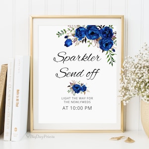 Sparkler Send Off Sign, Royal Blue Wedding Sparkler Sign, Printable Sparkler Send Off Wedding Sign, Templett, #A016