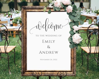 Welcome Wedding Sign, Elegant Wedding Reception Sign, Wedding Welcome Sign Template, Calligraphy Wedding Welcome sign, Templett, #A030