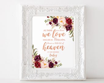 Wedding Memorial Sign, Heaven Wedding Sign, Memorial Table, Someone We Love is in Heaven, In Loving Memory, Burgundy, Instant Download, A087