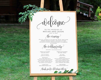 Modern Wedding Program Sign, Ceremony Program Sign, Welcome Wedding Sign, Calligraphy Wedding Program, Templett, #A030