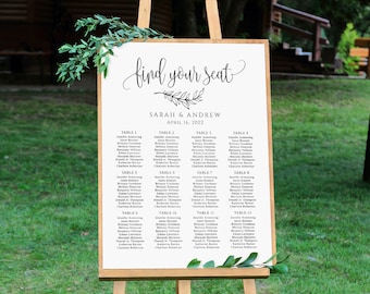 Wedding Seating Chart Sign, Calligraphy Wedding Table Plan, Seating Plan Template, Seating Board, Templett, #A045