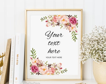 Editable Wedding Sign, Your Text Here Sign, Blush Wedding Sign Template, Custom Wedding Sign, Templett, #A008