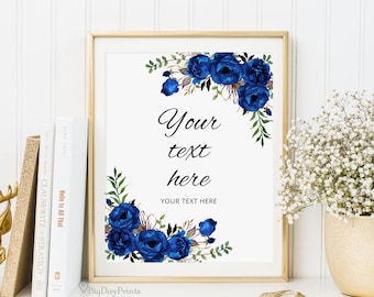 Royal Blue Wedding Sign Template, Your Text Here Sign, Wedding Sign Template, Custom Wording, Custom Sign, Templett, A016