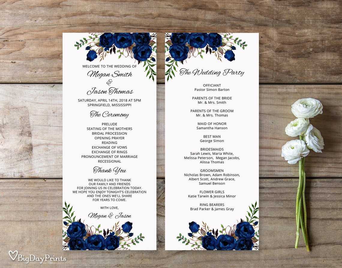 Printable Wedding Program Template