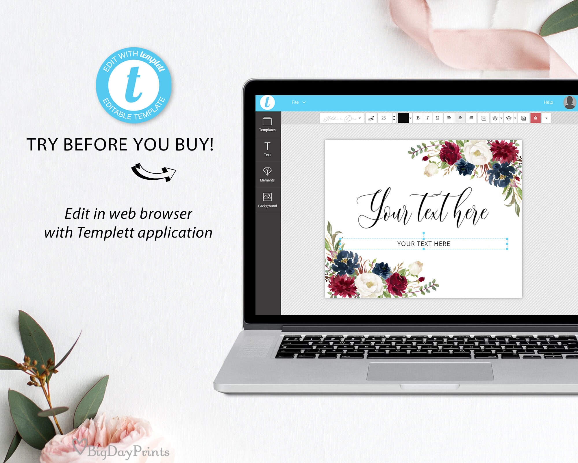 Editable Wedding Sign, Your Text Here Sign, Custom Wedding Sign ...