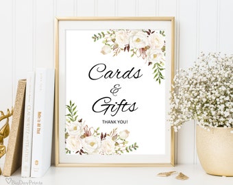 Cards and Gifts Sign, Gift Table Sign, Printable Wedding Sign, Gift Table Reception Sign, Floral Wedding Sign, Instant Download, #A053