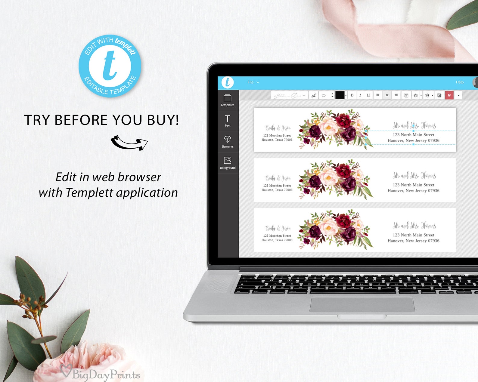 Wrap Around Address Labels Address Labels Template Printable Etsy