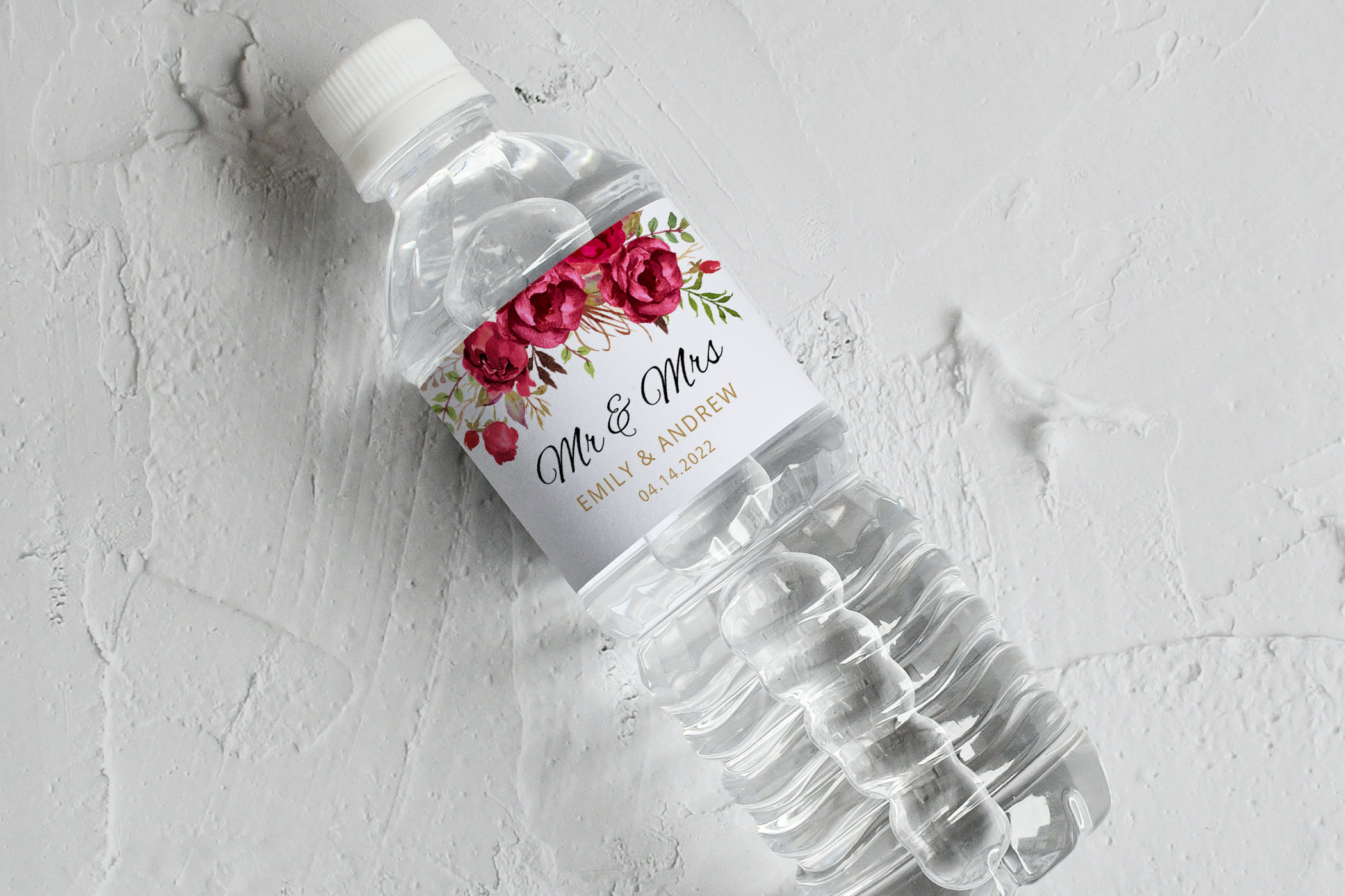 Red Wedding Water Bottle Labels, Red Bottle Labels, Wedding Water ...