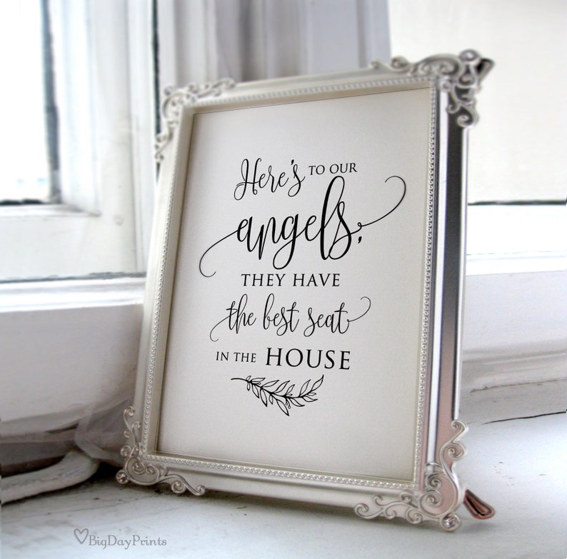 Here's to Our Angels Sign, Memorial Sign, Printable, Instant Download, A045 image 1