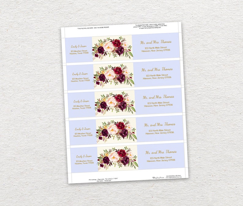 Wrap Around Address Labels Address Labels Template Printable Etsy