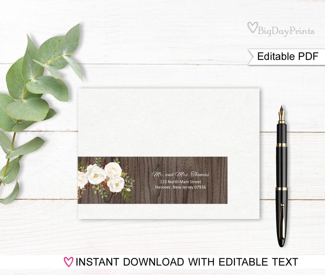 Rustic Address Lables Wrap Around Address Labels, Rustic Address Labels Template, Printable ...