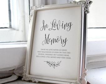 In Loving Memory Sign, Memorial Table Sign, Those we Love Never go Away, Still Loved Still Missed and Very Dear, Instant Download, A045