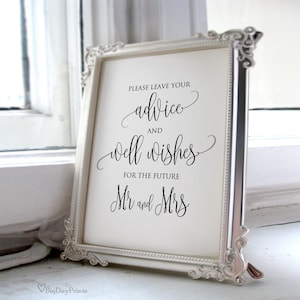 Please Leave Your Advice And Wishes For The Future Mr And Mrs, Bridal Shower Wishing Well Sign, Bridal Shower Advice Sign, Calligraphy, A030