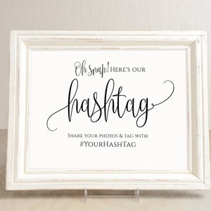 Hashtag Wedding Sign, Modern Wedding Hashtag Sign, Your Hashtag Sign, Hashtag Template, Calligraphy Wedding Sign, Templett, #A030