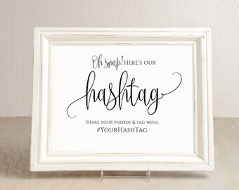 Hashtag Wedding Sign, Modern Wedding Hashtag Sign, Your Hashtag Sign, Hashtag Template, Calligraphy Wedding Sign, Templett, #A030