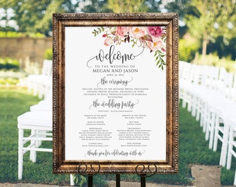 Blush Wedding Program Sign, Ceremony Program Sign, Welcome Wedding Sign, Program Poster, Instant Download, Templett, #A049