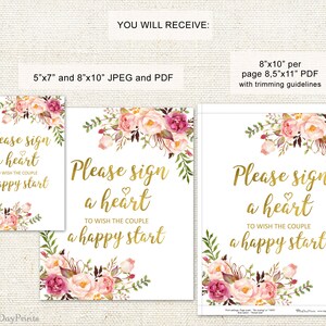 Please Sign a Heart Wedding Signs, Alternative Wedding Guest Book ...