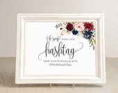 Hashtag Wedding Sign, Marsala Wedding Hashtag Sign, Your Hashtag Sign, Hashtag Template, Editable Wedding Sign, Templett, #A102