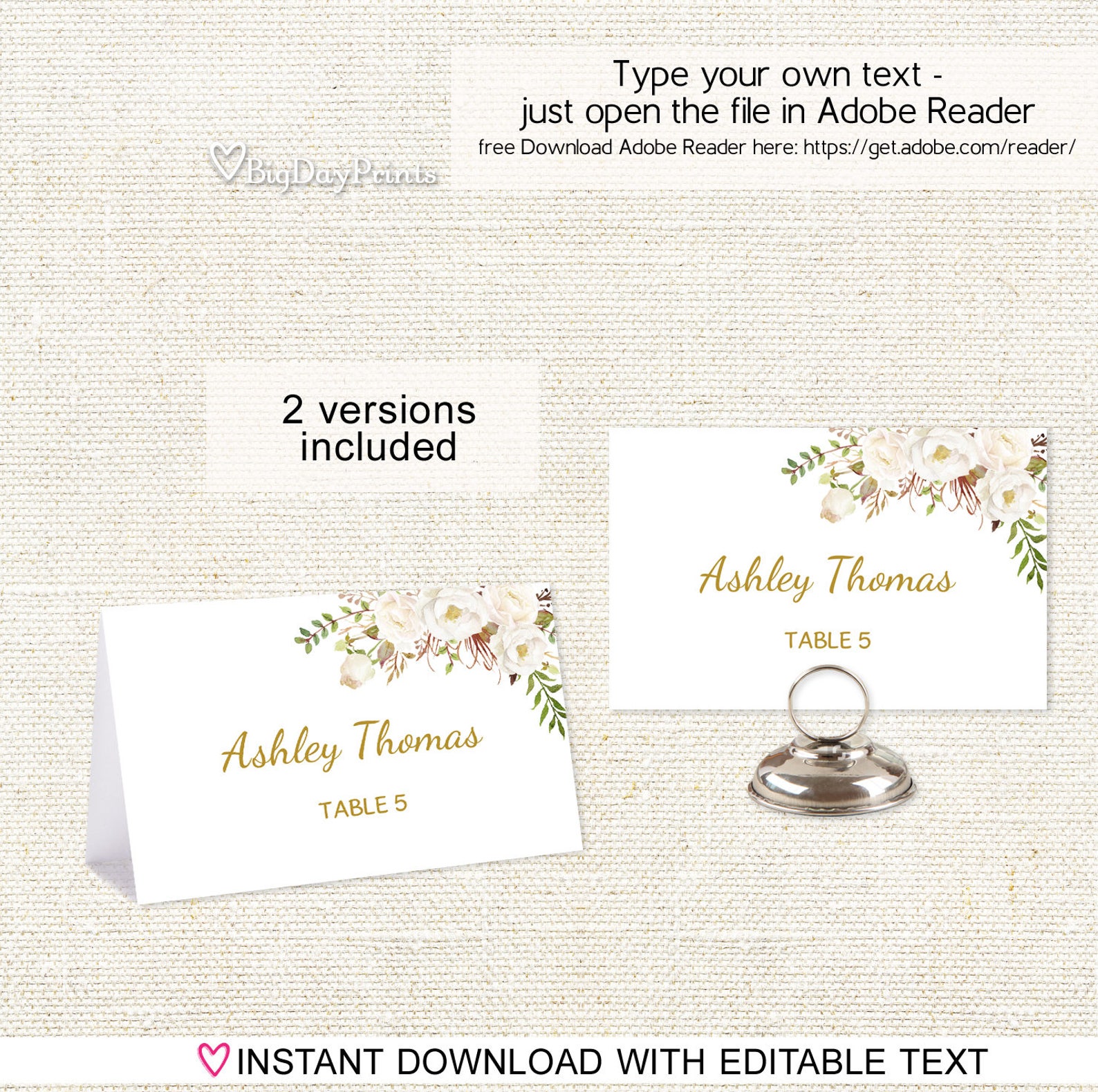Place Card Template Printable Place Card Seating Cards | Etsy