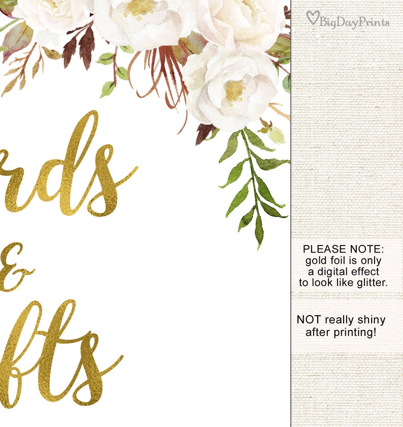 Cards and Gifts Sign, Gift Table Sign, Printable Wedding Sign, Gift Table Reception Sign, Floral Wedding Sign, Instant Download, A056 image 3