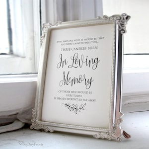 These Candles Burn Wedding Memorial Sign, Memorial Candle Sign, In Loving Memory, Memory Candle Sign, Instant Download, A045