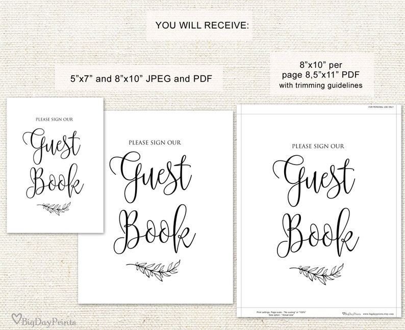 Guest Book Sign Guest Book Reception Sign Printable Wedding Etsy