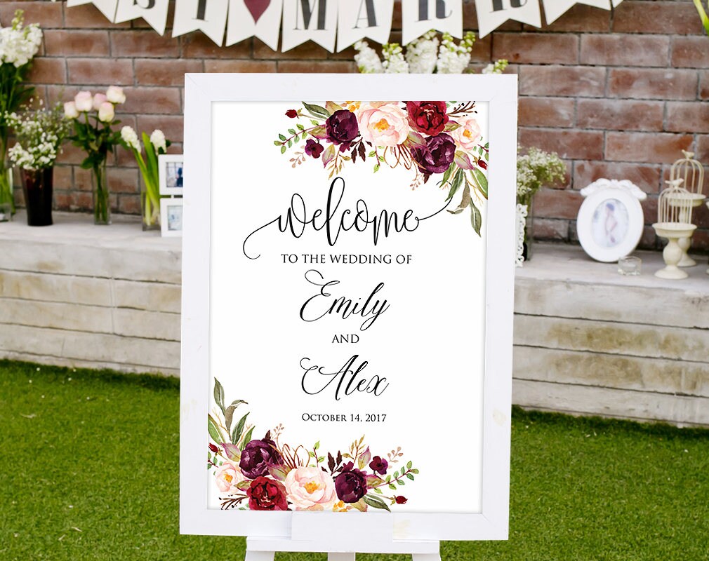 Welcome Wedding Sign Printable Wedding Reception Sign | Etsy
