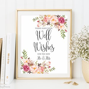 Bitte hinterlassen Sie Ihre Well-Wünsche für den neuen Mr und Mrs, Hochzeitswunsch gut, Hochzeit gut wünscht Zeichen, # A049