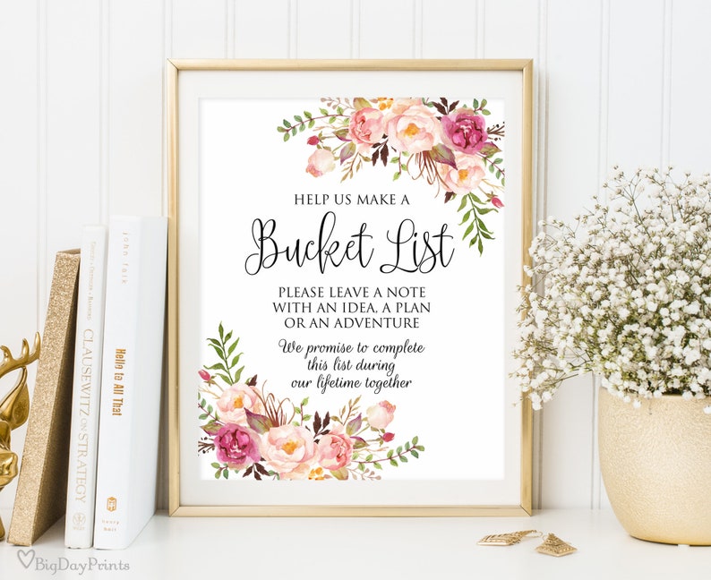 Bucket List Sign Alternate Guest Book Sign Wedding Bucket Etsy