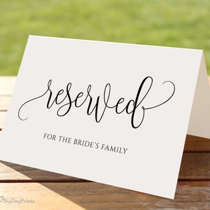 Reserved Table Sign, Modern Wedding Reserved Sign, Reserved Card, Printable Reserved Sign, Calligraphy Wedding Sign, Templett, #A030
