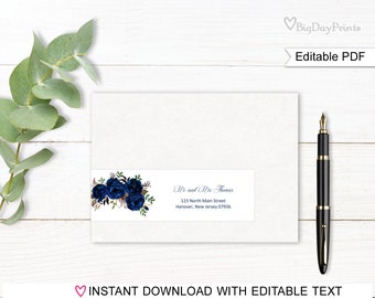 Wrap Around Address Labels, Navy Address Labels Template, Printable Wrap around Address Labels, Match to #A089