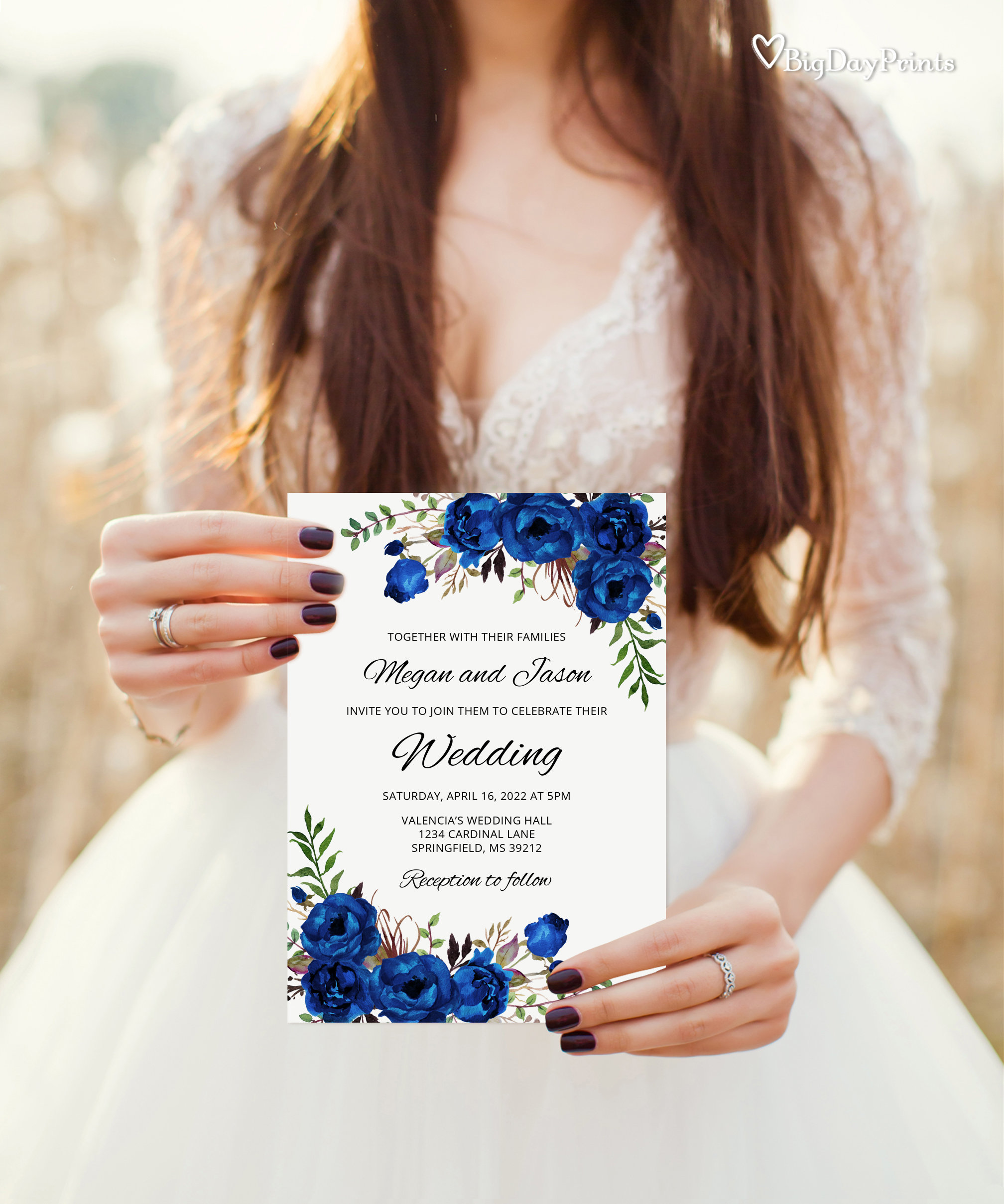 Royal Blue Wedding Invitation Blue Wedding Invitation - Etsy