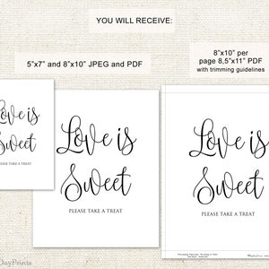 Love is Sweet Sign, Printable Wedding Sign, Love is Sweet Take a Treat ...