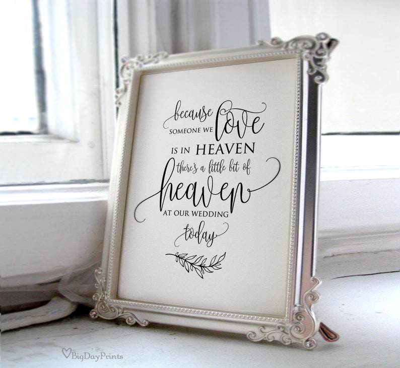 Wedding Memorial Sign, Heaven Wedding Sign, Memorial Table, Someone We Love is in Heaven, In Loving Memory Sign, Calligraphy, A045 image 1